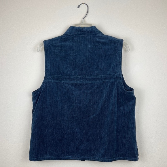 VINTAGE Blue Cord Button-Up Vest - Picture 3 of 7